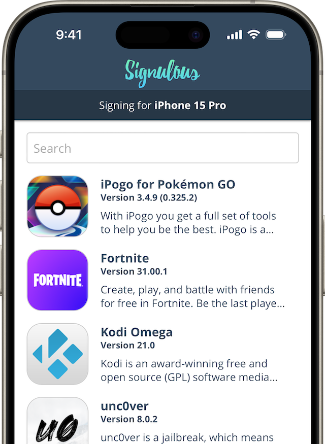 Sideloading apps with Signulous